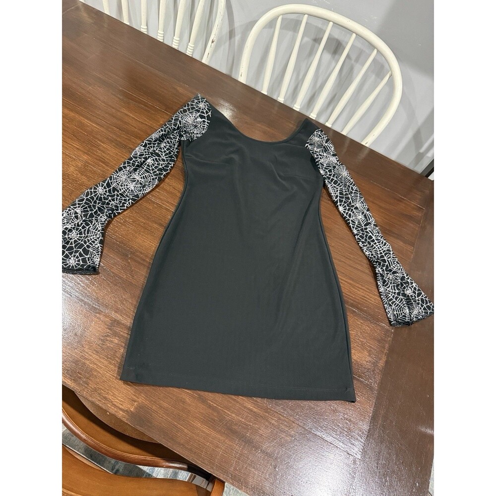 Spirit Halloween Witch Spiderweb Mini Dress Bell Sleeve Costume NWT Size Small